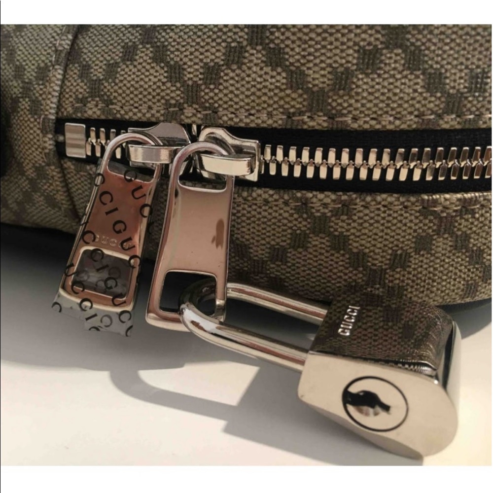 unisex Gucci canvas briefcase with brown leather